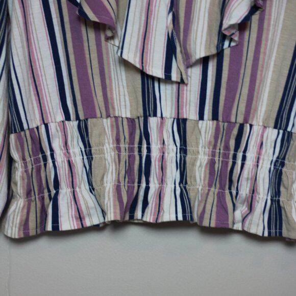 Crave Fame by Almost Famous Ruffle Boho Striped Crop Top Blouse Women's Large - Picture 4 of 6